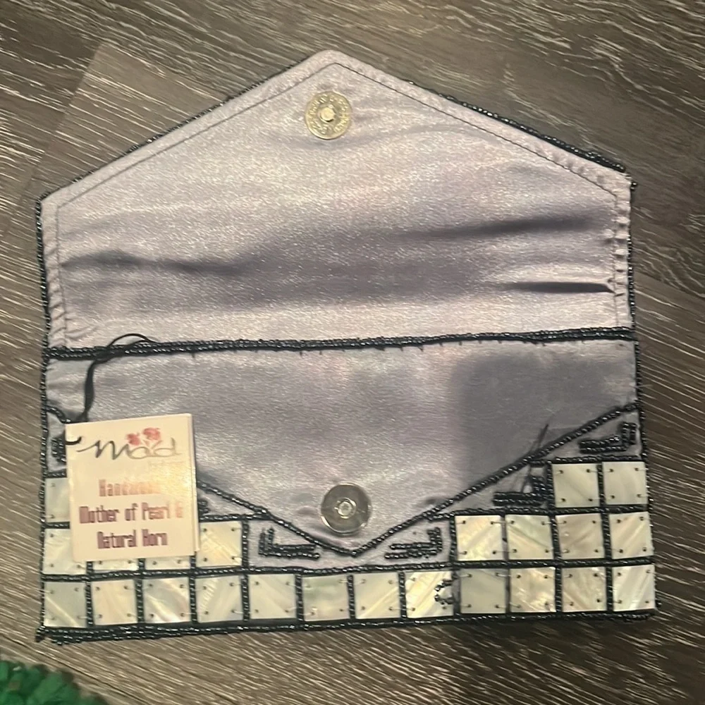 Mod handmade mother of pearl clutch bag